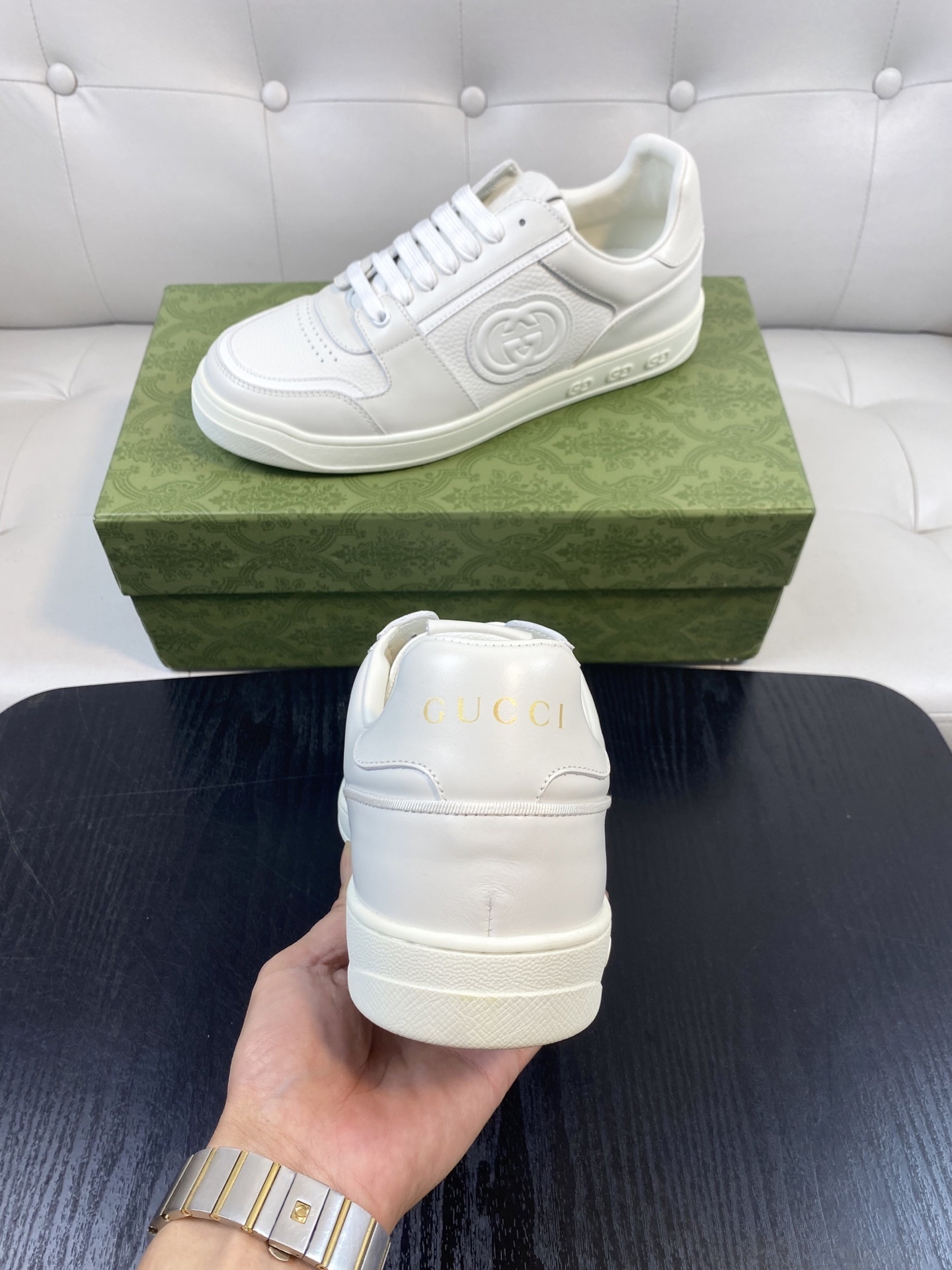 Gucci Men’s Interlocking G White Leather Sneakers