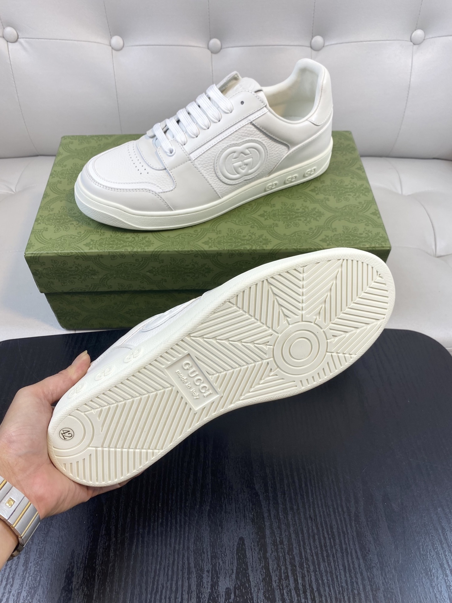 Gucci Men’s Interlocking G White Leather Sneakers