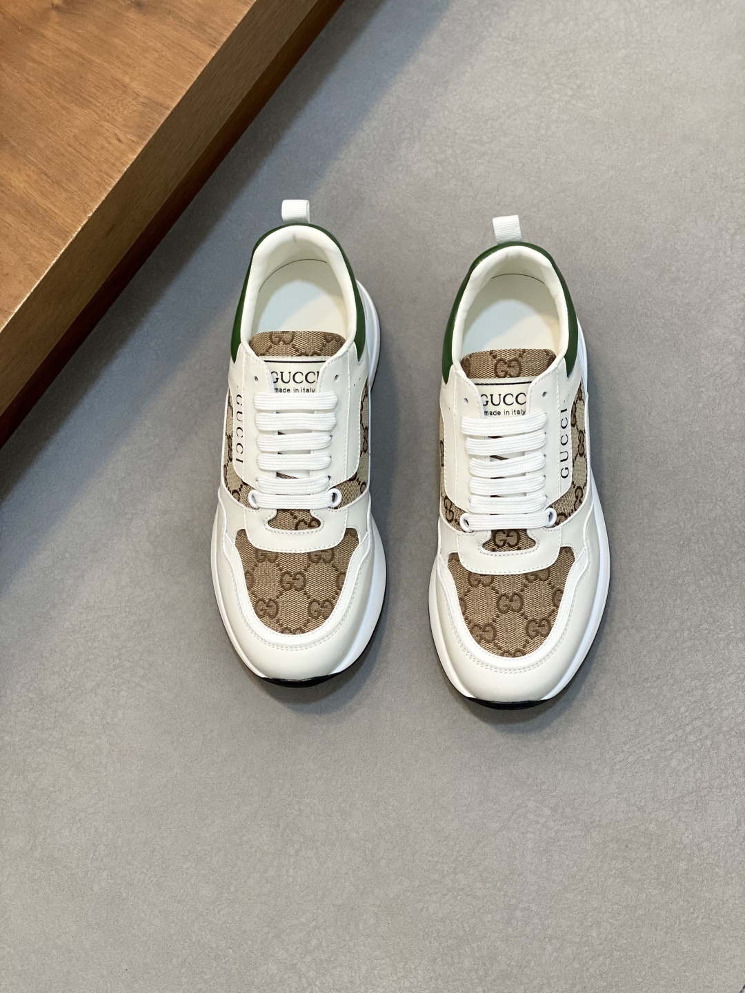 Gucci Men’s GG Supreme Canvas and White Leather Sneakers