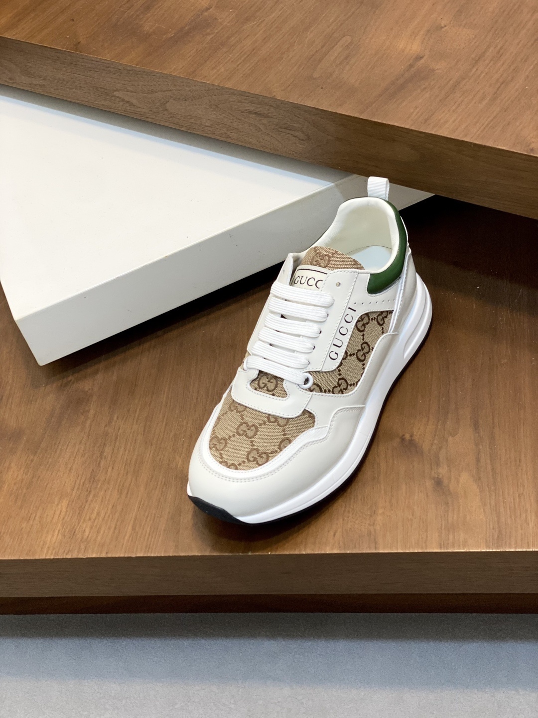 Gucci Men’s GG Supreme Canvas and White Leather Sneakers