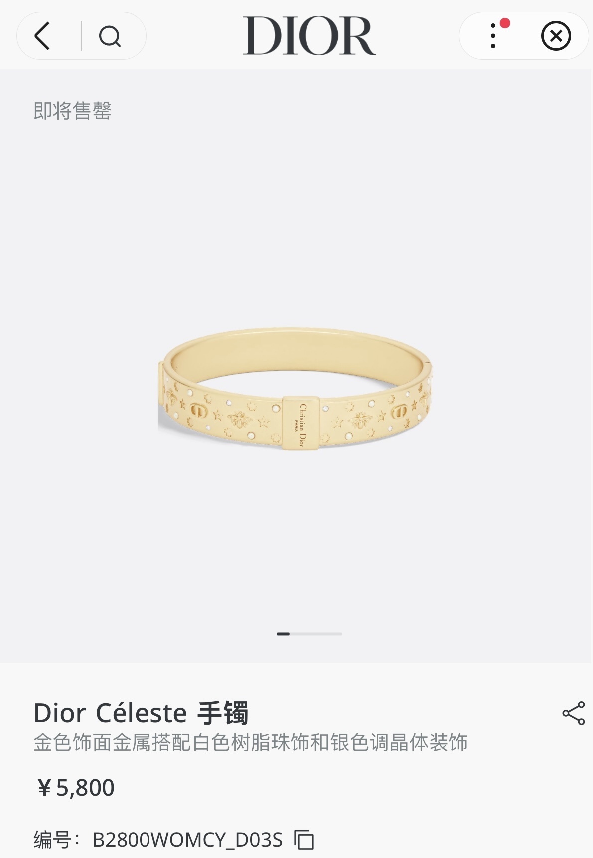 Dior Céleste Gold Bangle - Celestial Charm Bracelet