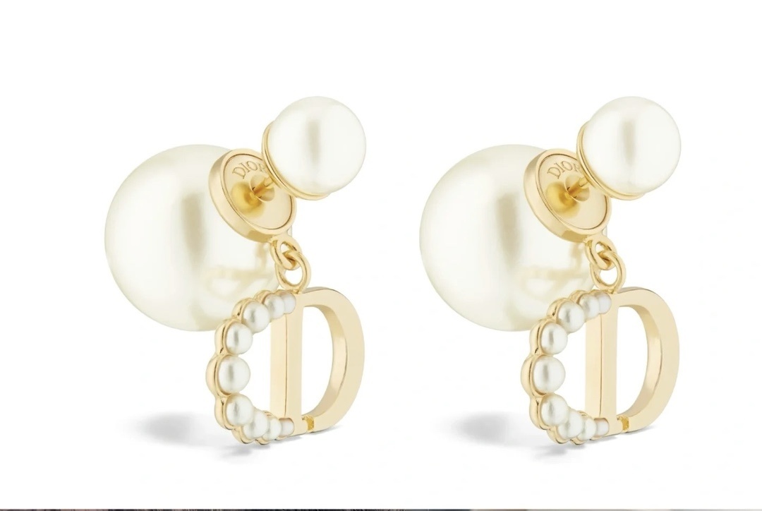 small Dior Gold CD Pearl Earrings - Dior Gold CD Pearl Earrings