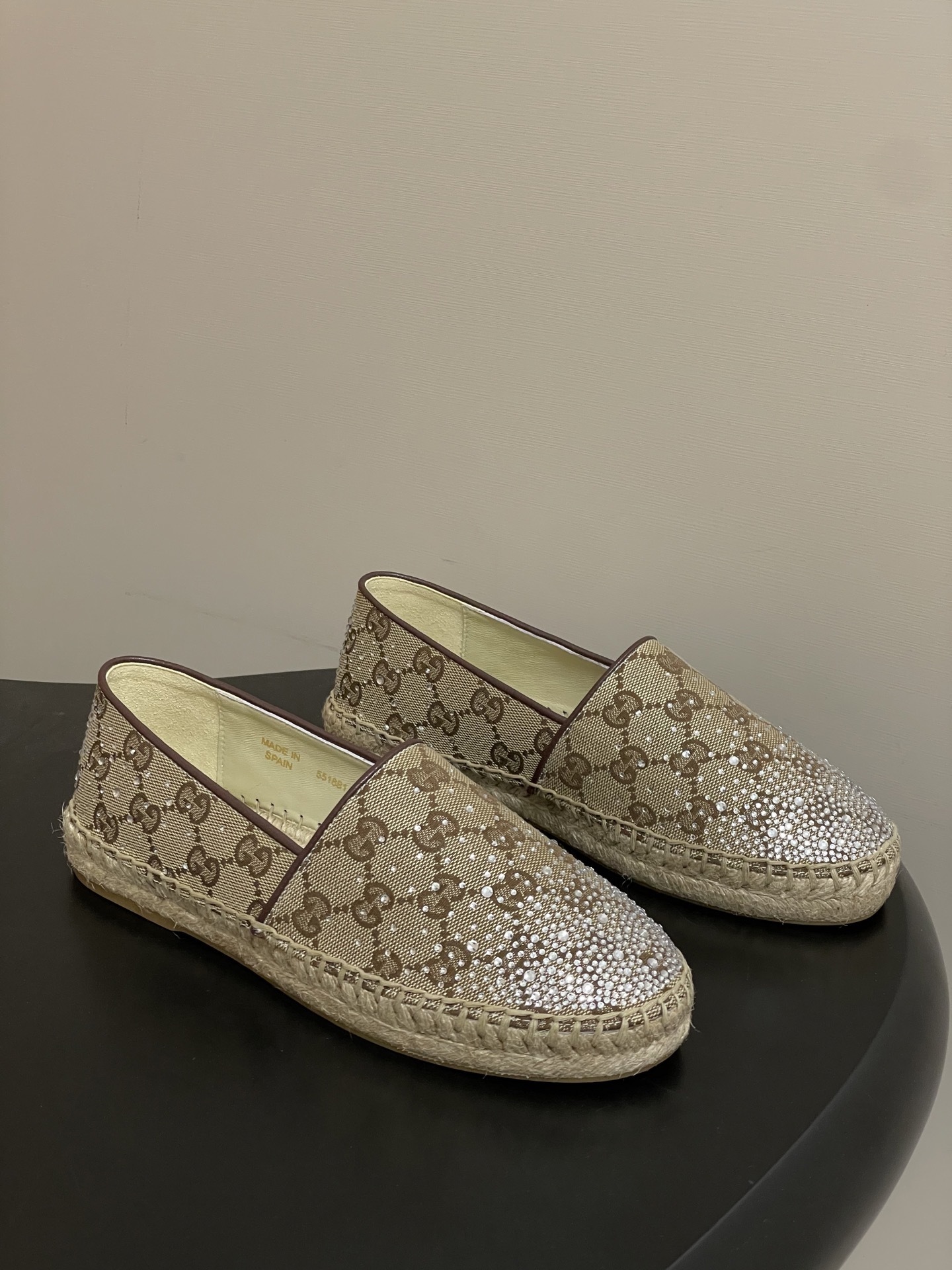 Gucci Beige GG Crystal Espadrilles