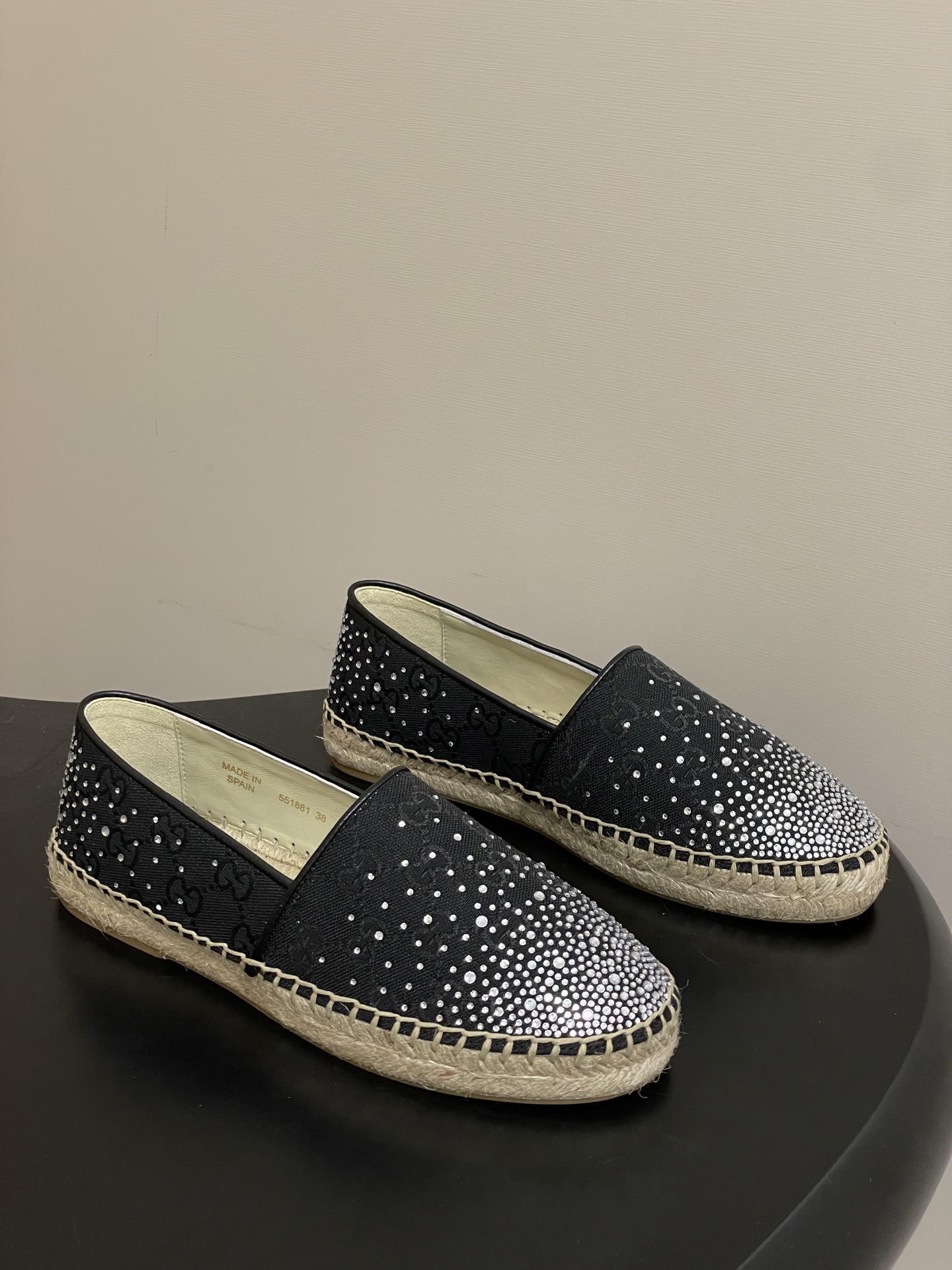 Gucci Black Crystal GG Espadrilles