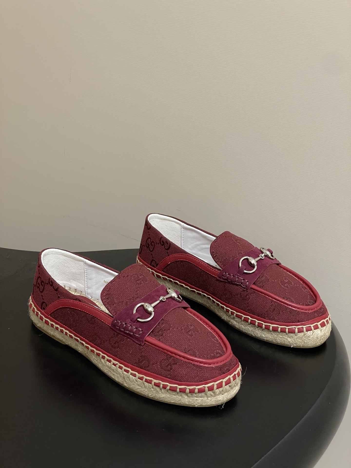 Gucci Maroon GG Espadrille Loafers