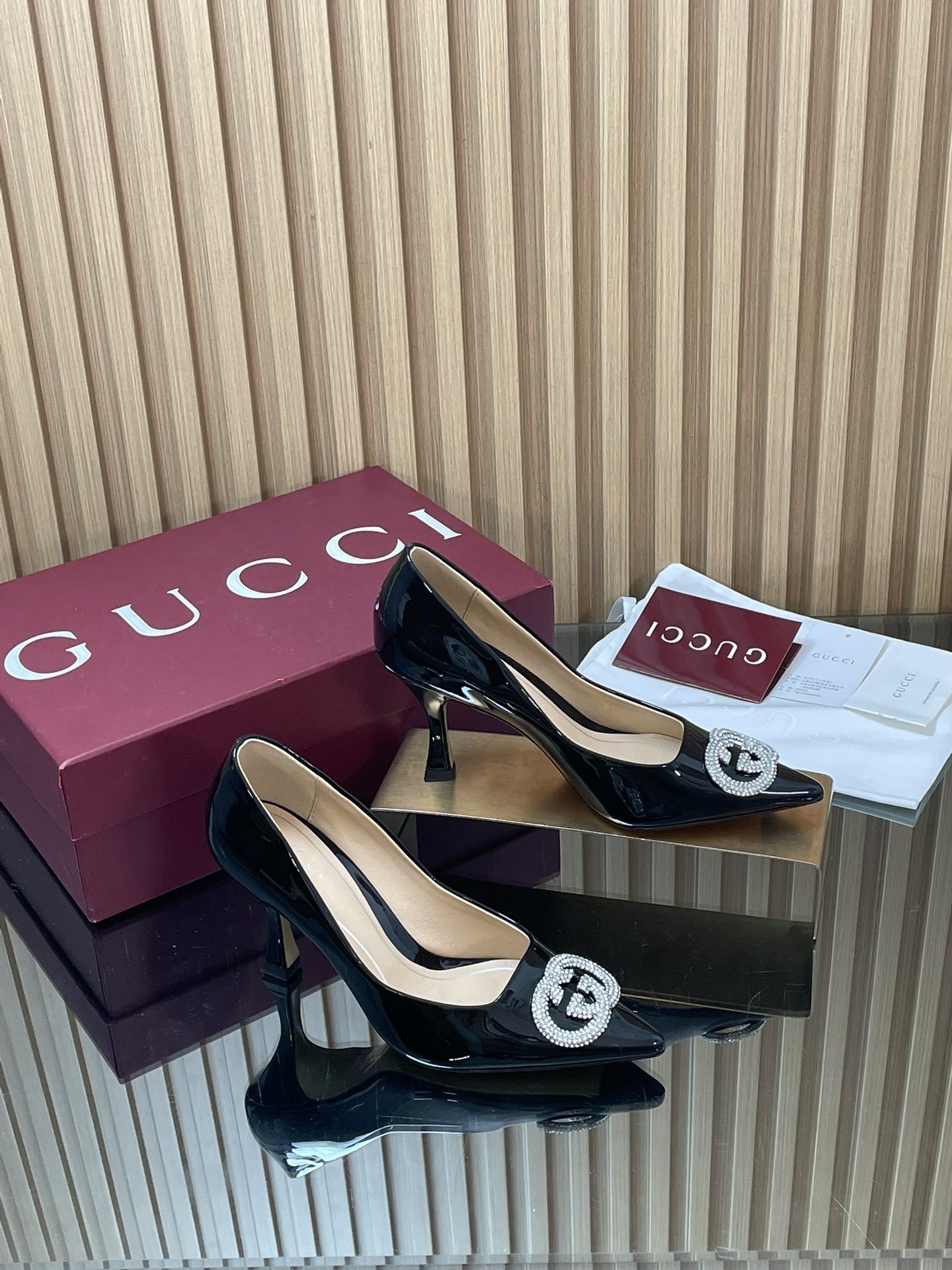 crystal Gucci Black Patent Leather Pumps - Gucci Black Patent Leather