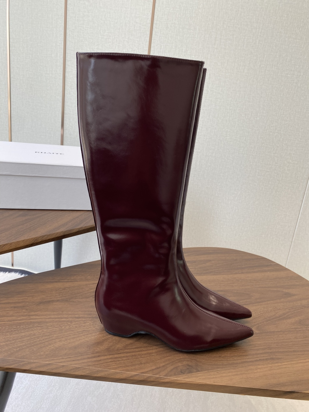 Khaite Burgundy Leather Knee-High Boots sleek - Khaite Burgundy