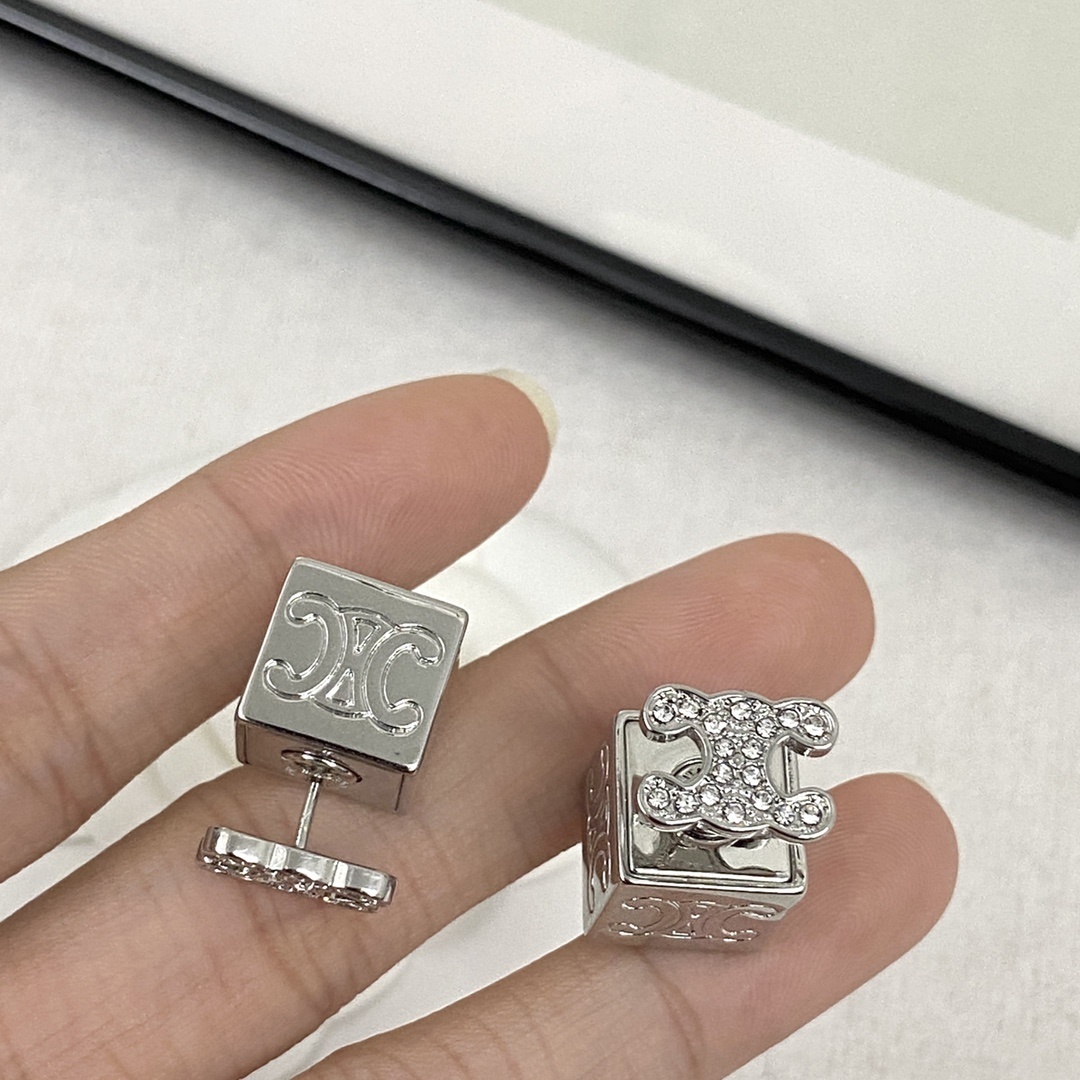 Celine Silver Cubic CC Crystal Earrings – Designer Sparkle
