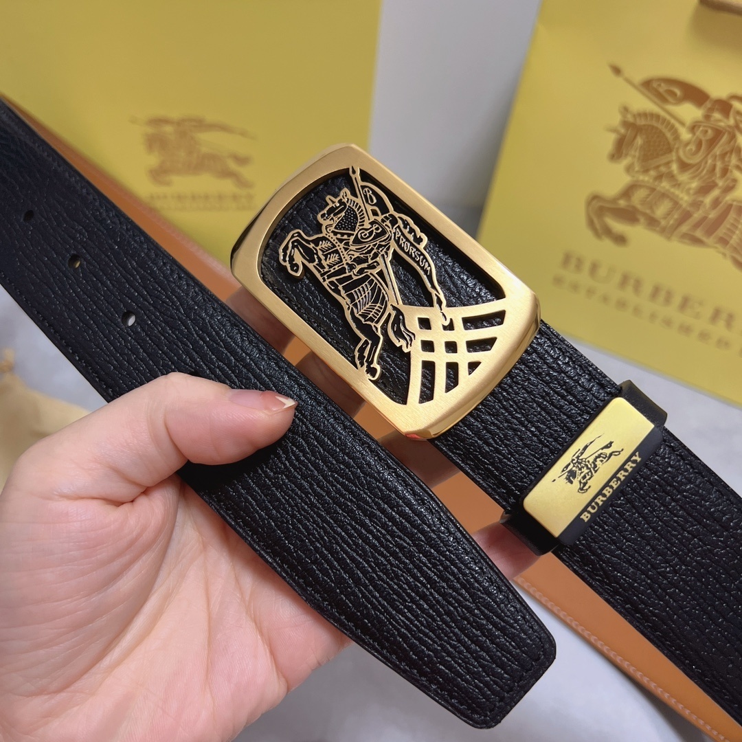 Burberry Belt - Premium Leather & Gold Buckle - Iconic Style
