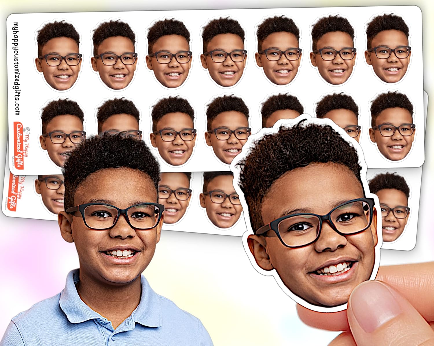 Personalized Face Sticker - Portrait | Sheet with Die Cut Stickers | Customized - Picture Decals | Waterproof | Funny Photo Stickers | Photo Gift Idea