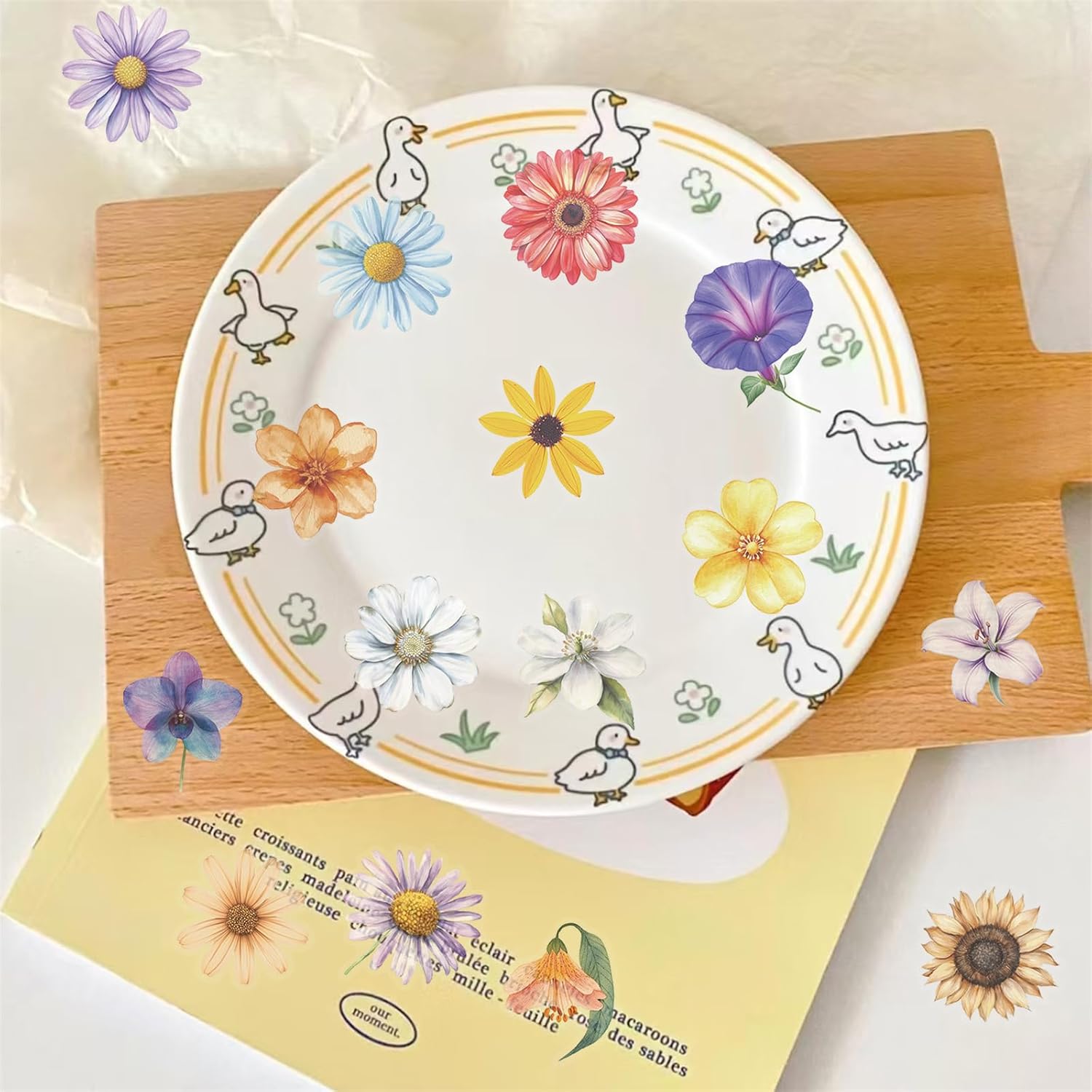 Alternative view of 50PCS Flower Stickers PET Transparent Stickers Colorful Nature Decals Waterproof Decorative Decals for Scrapbook DIY Crafts Album Bullet Journal Planner Water Bottles Phone Cases Laptops