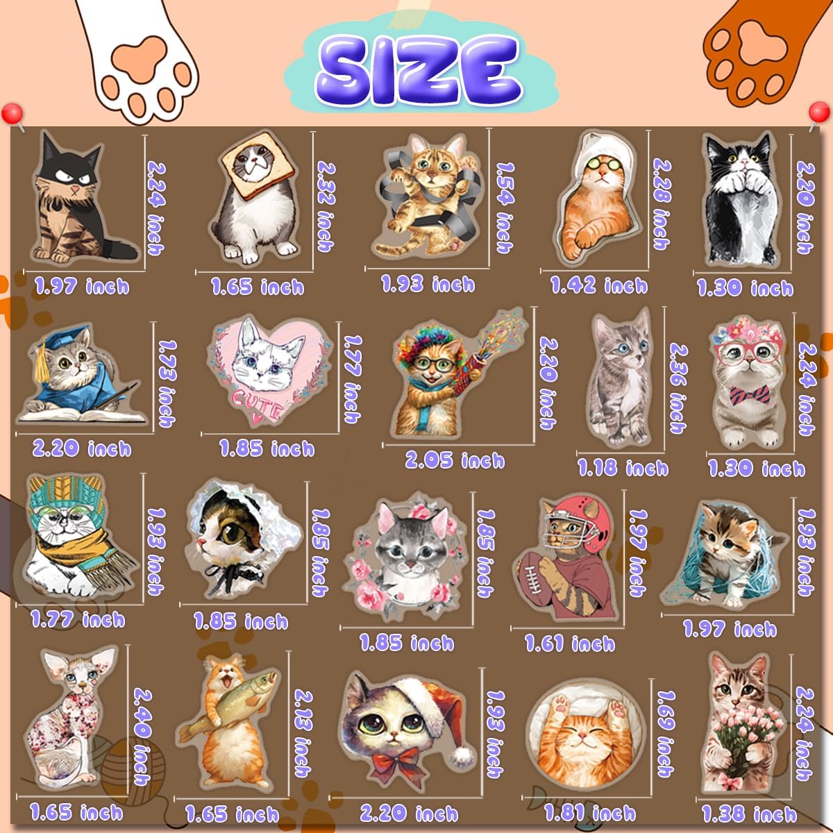 Alternative view of 120 Pcs Funny Cats Stickers for Teens Adults Water Bottle Laptop Phone Case Scrapbooking Bike Luggage Classroom Rewards, Waterproof Sun-Proof Non-Fading Transparent Decals