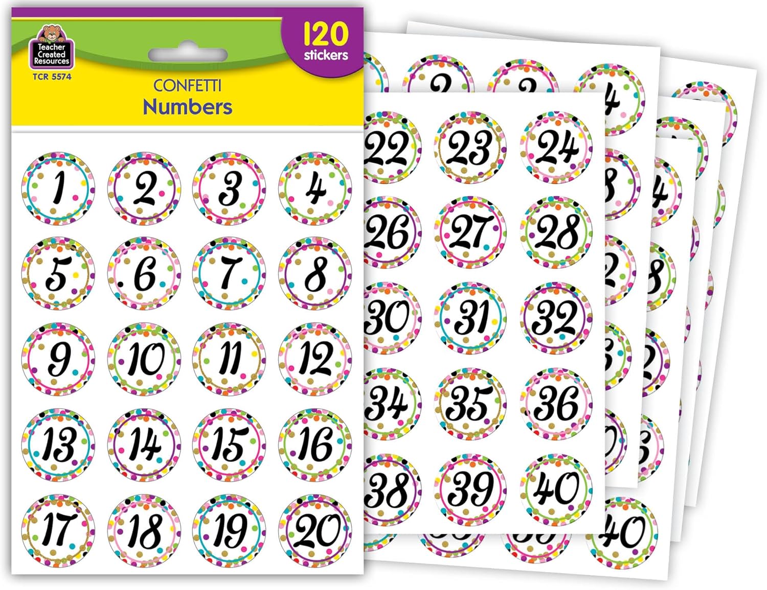 Confetti Numbers Stickers