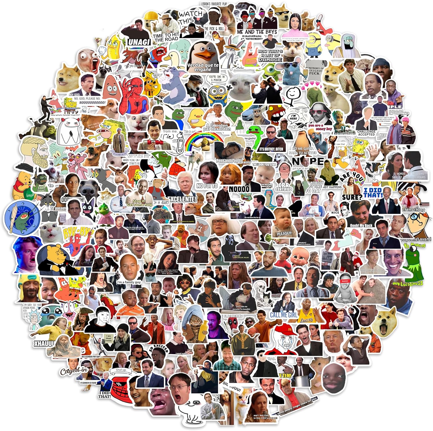 Meme Stickers 302 Pcs Funny Laptop Sticker Pack for Teens & Adults Waterproof DIY Décor Water Bottles, Computer, Phone Case, Car Sticker, Cat Memes Packs for Bumper Wall