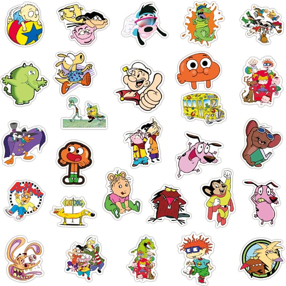 Alternative view of 90s Cartoon,Cool Cartoon Stickers for Kids Water Bottle, 50pcs Waterproof Vinyl Decal for Teen Laptop Phone Bike Skateboard, Cute Girl Compute Travel Case Sticker