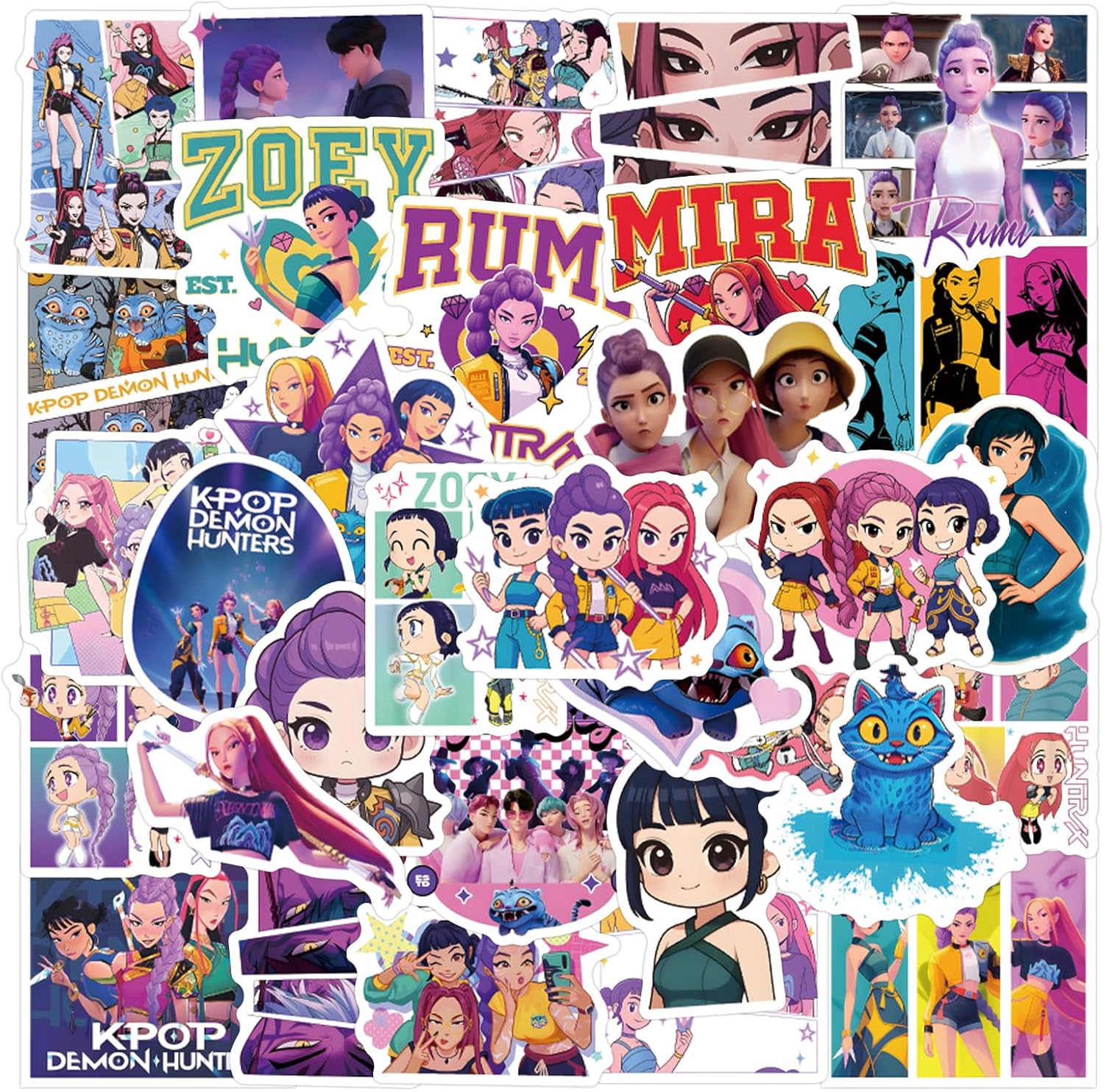 50pcs Demon Cartoon Stickers for Girl Water Bottle, Waterproof Decal for Adult Teen Kids Travel Case, Laptop, Guitar, Skateboard, Phone, Computer, Bike, Notebook, Helmet