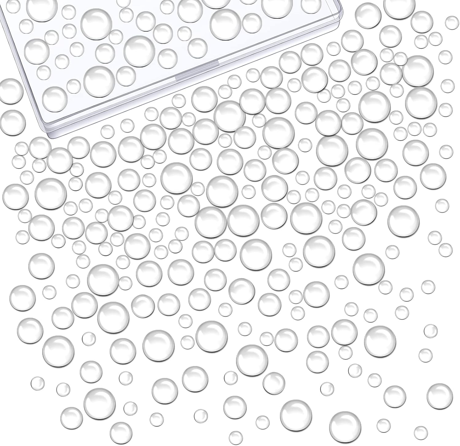 700 Pieces Clear Dewdrop Water Droplets Embellishments Dewdrop Simulation Embellishments Round Clear Waterdrop Resin Beads Scrapbooking Card with Storage Box for DIY Crafts Paper Making Decor