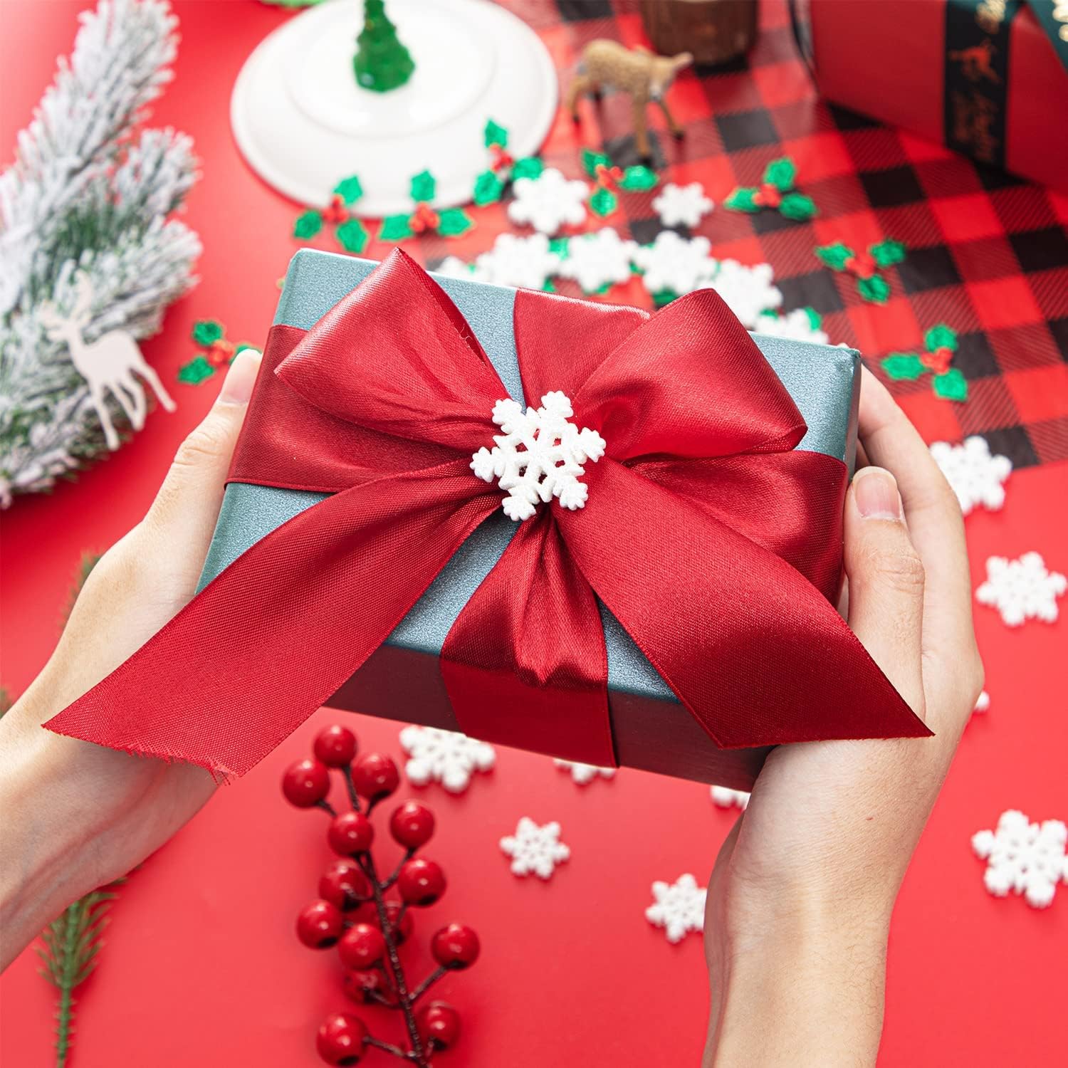 Alternative view of 160PCS Mini/Small/Miniature Christmas Decorations for DIY Crafts Include Resin Charms Snowflakes&Holly Leaves Berries, Christmas Floating Vase Filler, Xmas Ornaments Decor for Wreath Tree Gift Tag