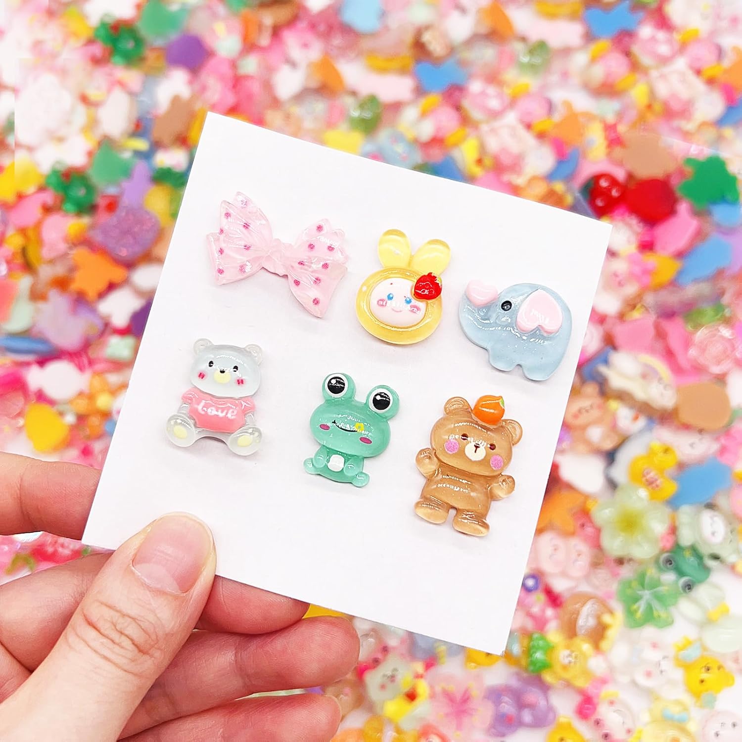 Alternative view of FULUSODO 120 Pcs Embellishments Cute Set, Flat Back Bulk Mixed Resin Set Ornament Scrapbooking