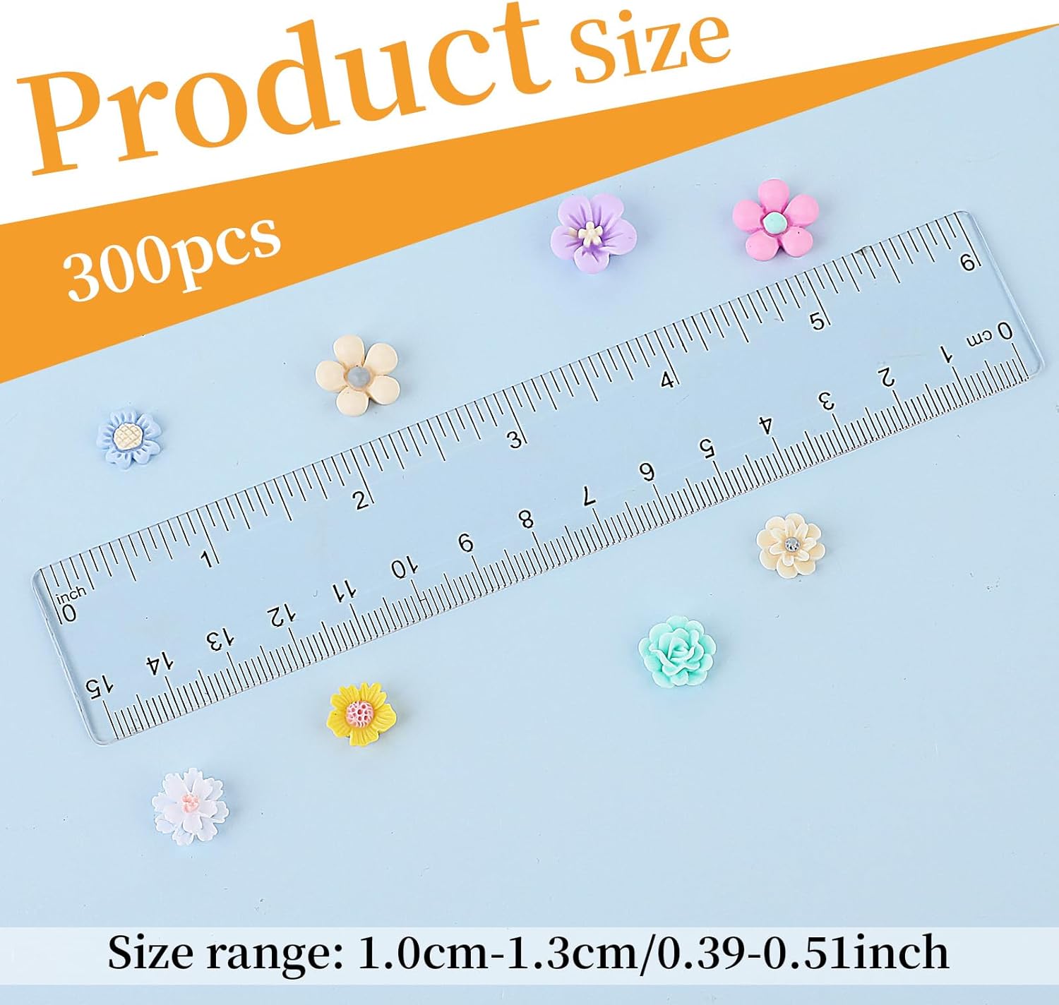 Alternative view of 300PCS Flower Resin Charms Mini Cabochons Flatback Flower Beads Charms Mixed Colors Embellishment Tiny Flowers for Jewelry Making DIY Craft Scrapbooking Decor Cardmaking Phone Hair Accessories