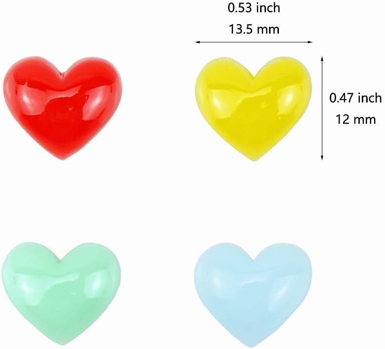 Alternative view of 112 PCS Heart Resin Flatback 8 Colors Plastic Mini Heart Bulk Resin Embellishments for Crafts Accessories