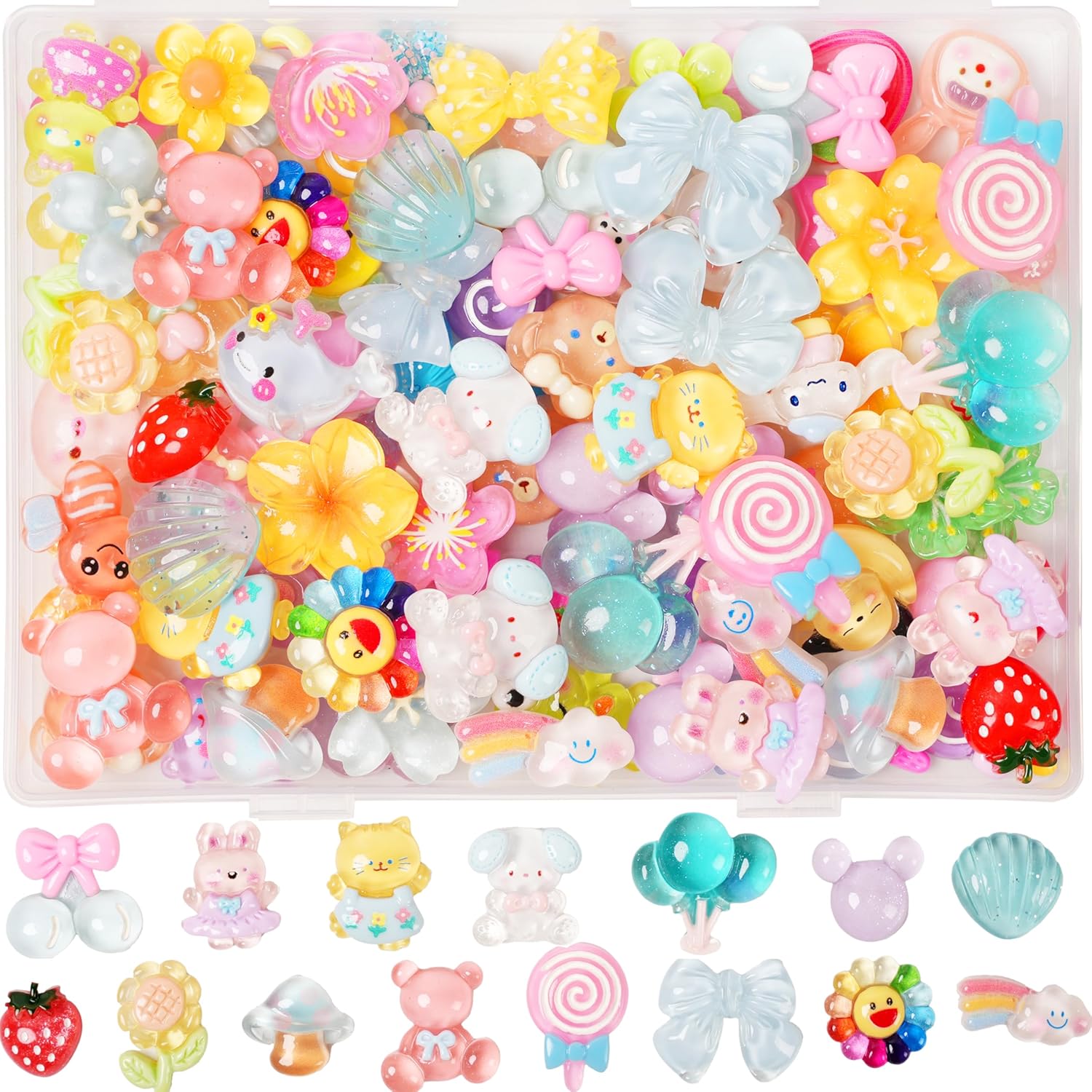 70 Pcs Resin Charms Slime Charms Embellishments Bulk Mixed Ornament Decorations Accessories