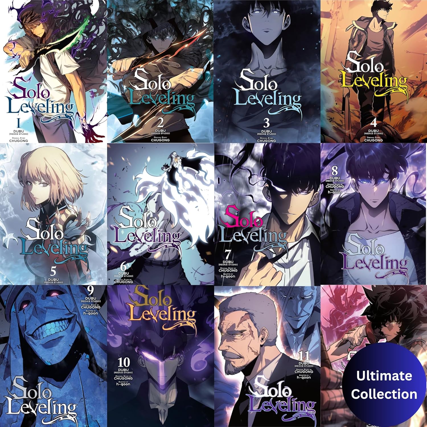 Solo leveling volumes 1-12 Book Collection Manga Set by Chugong | Complete Manga Bundle | English Language Edition | Collector’s pack