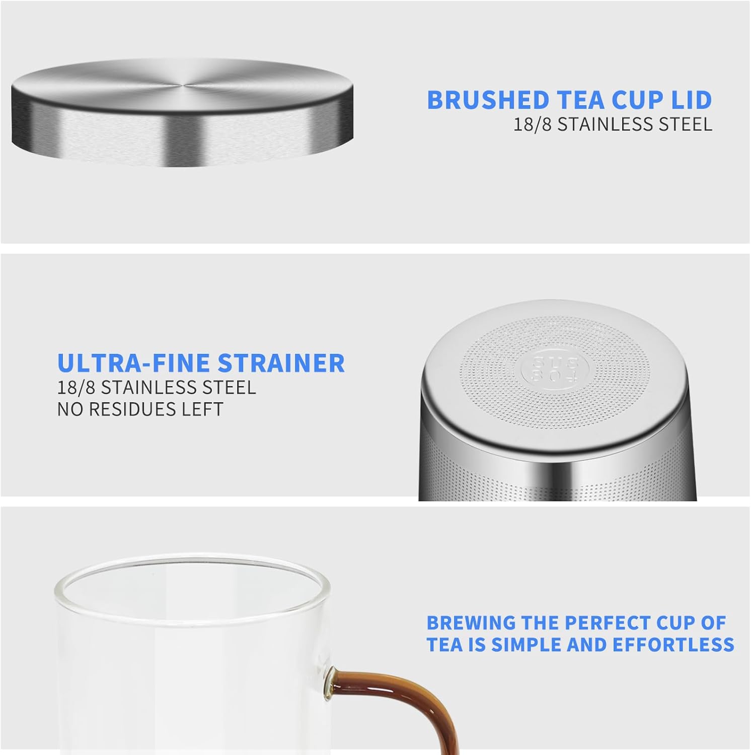 Borosilicate Glass Tea Mug Cup Tea Glasses with Stainless Steel Infuser & Lid, Loose Leaf Glass Tea Cup Teacup 16.9 Oz/500mL(Full Capacity) - Image 4