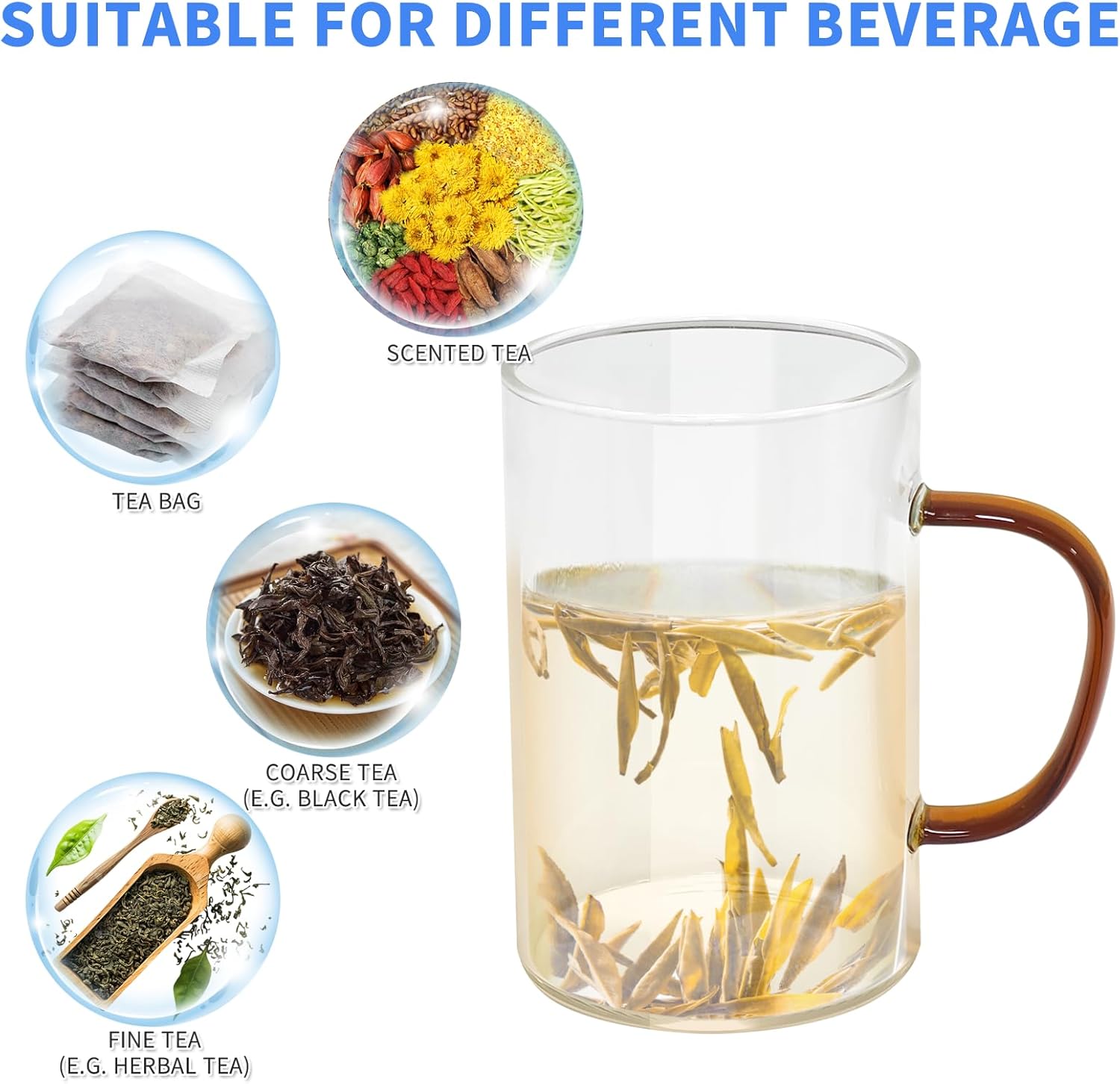 Borosilicate Glass Tea Mug Cup Tea Glasses with Stainless Steel Infuser & Lid, Loose Leaf Glass Tea Cup Teacup 16.9 Oz/500mL(Full Capacity) - Image 5