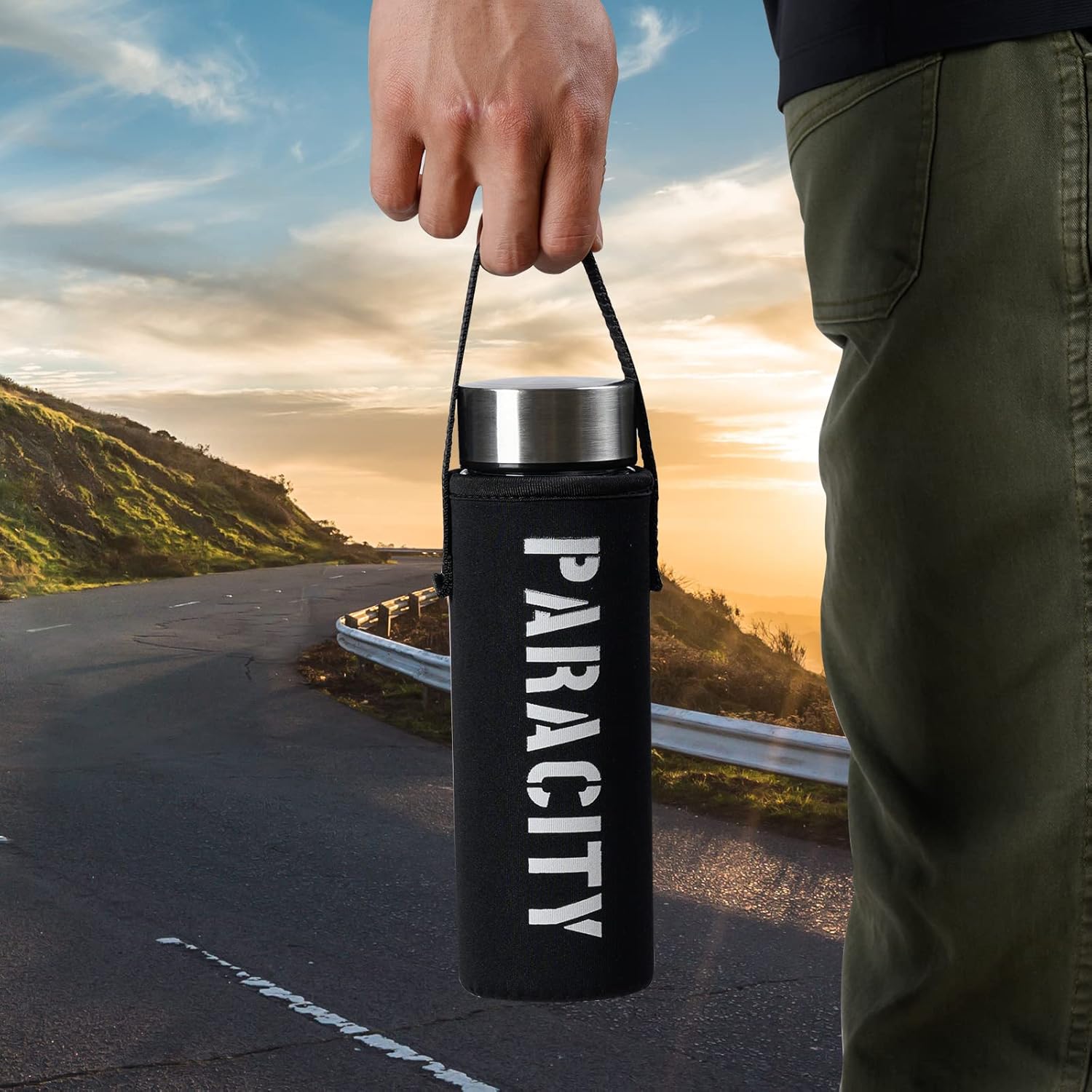 Alternative view of PARACITY Glass Tea Infuser Bottle Teas Flood Cup Double Wall Borosilicate Portable Travel Tumbler Mug Leakproof for Loose Leaf Flower Herbal Tea Bags 13 OZ/380ML (Silver)