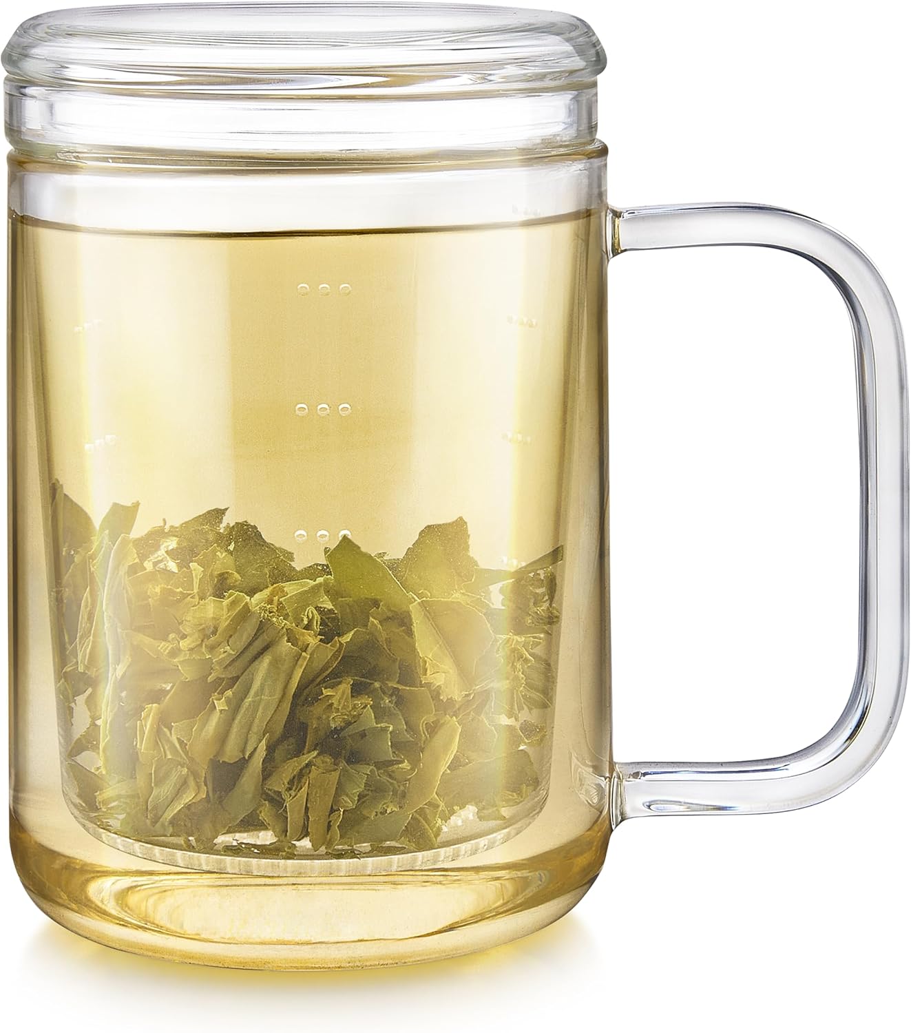 Teabloom Loose Tea Microdot Glass Mug with Lid – 12oz Single-Serve Borosilicate Glass Cup with Infuser for Hot and Cold Beverages - Image 5