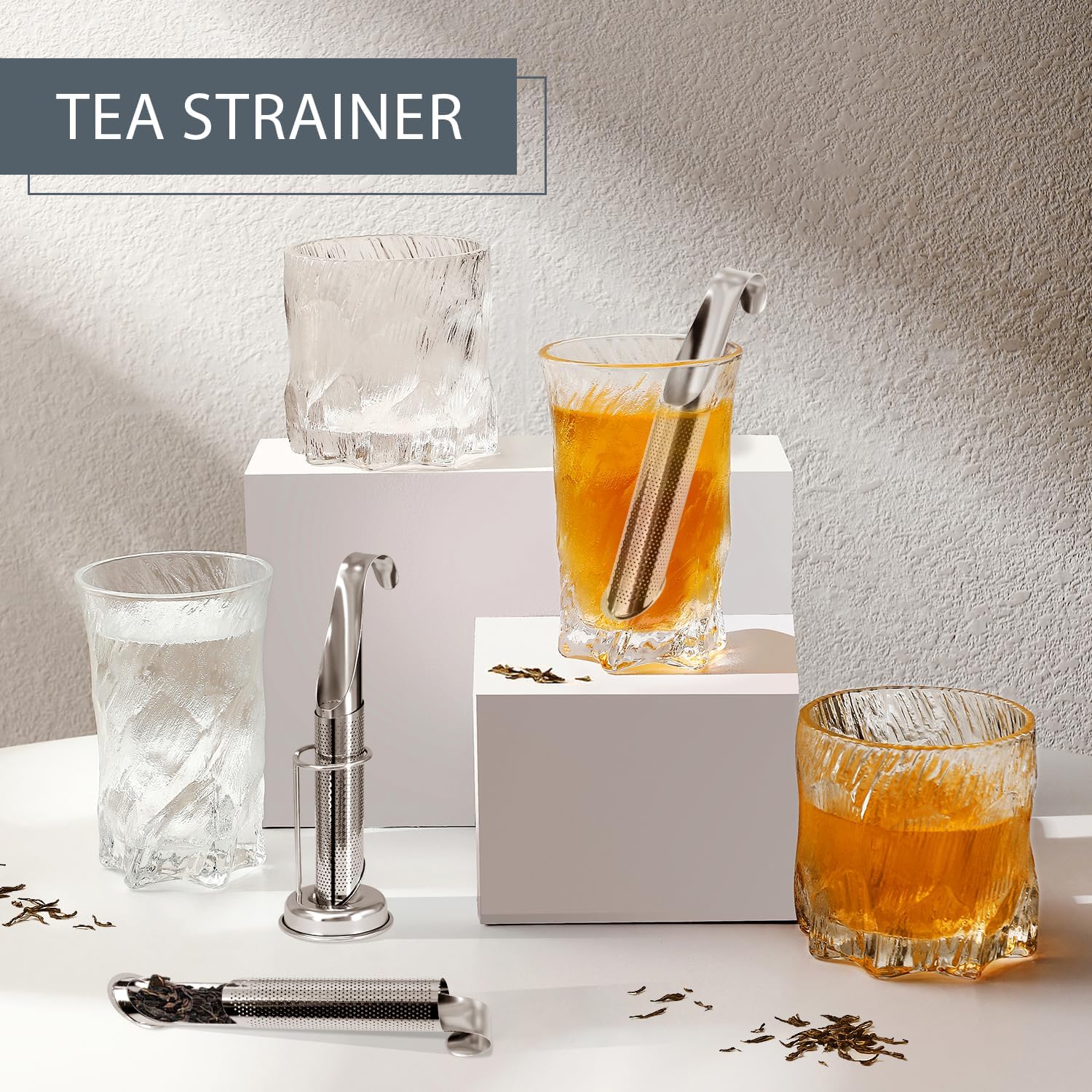 Alternative view of 2 Sets Upgraded Tea Infuser for Loose Leaf Tea with Base - Durable Loose Leaf Tea Steeper, Portable Stainless Steel Tea Strainer for Home, Office & Travel