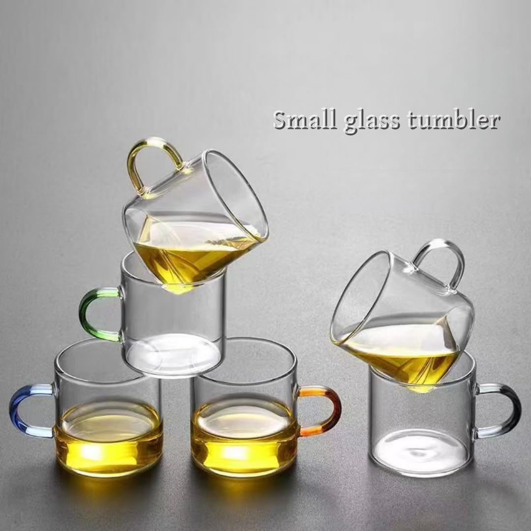 Borosilicate Glass Teapot Set with 6 Colorful Handle Teacups, Wooden Handle, Removable Infuser, Stovetop Safe for Loose Leaf Tea Brewing, 650ML/21.9oz - Image 4