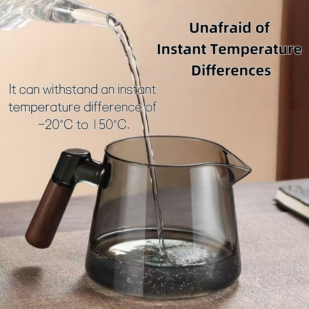 Borosilicate Glass Teapot Set with 6 Colorful Handle Teacups, Wooden Handle, Removable Infuser, Stovetop Safe for Loose Leaf Tea Brewing, 650ML/21.9oz - Image 5