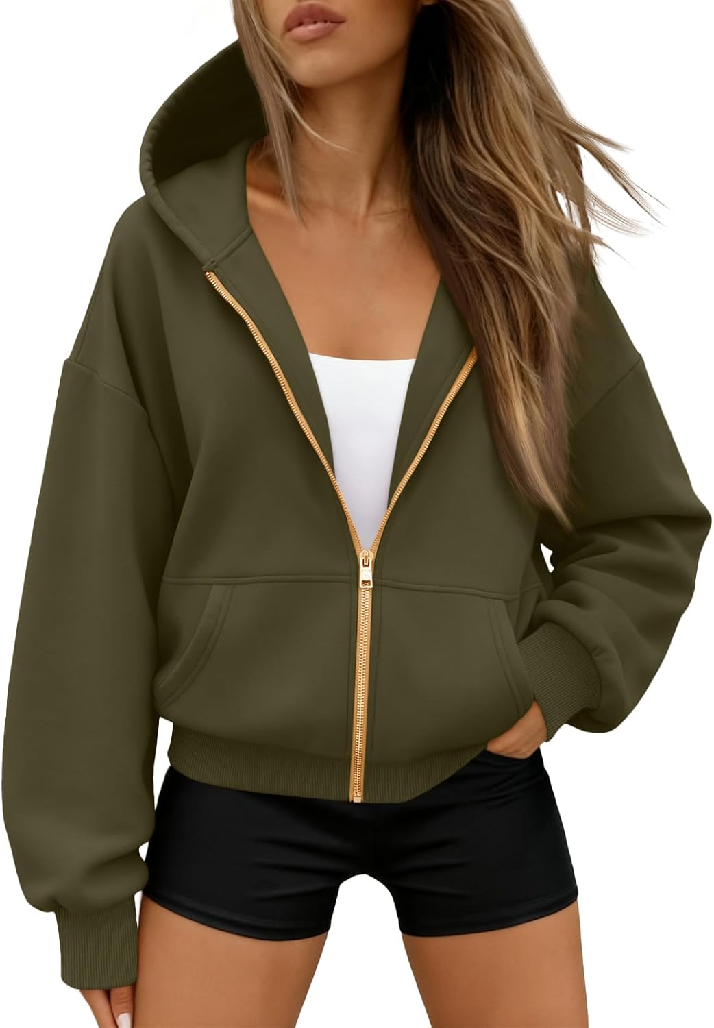 Trendy Queen Womens Zip Up Hoodies Fall Fashion Sweatshirt 2026 Clothes Y2K Cropped Jackets Cute Winter Outfits - Image 4