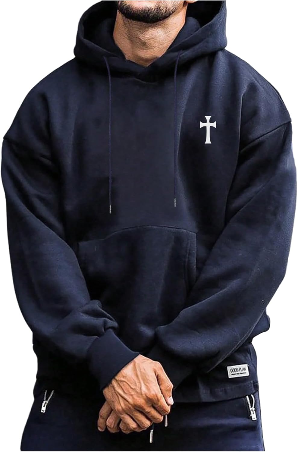 SOLY HUX Hoodies for Men Graphic Print Drawstring Drop Shoulder Long Sleeve Sweatshirt Pullover Tops