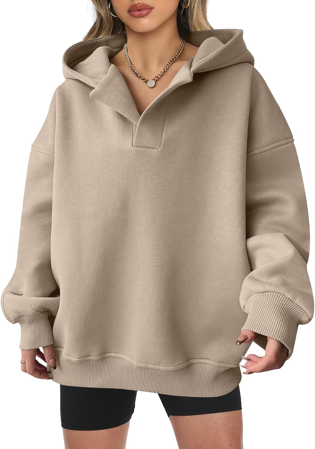 Alternative view of ANRABESS Womens Oversized Hoodies V Neck Sweatshirts Fleece Long Sleeve Pullover Y2K Clothes 2025 Fall Trendy Outfits