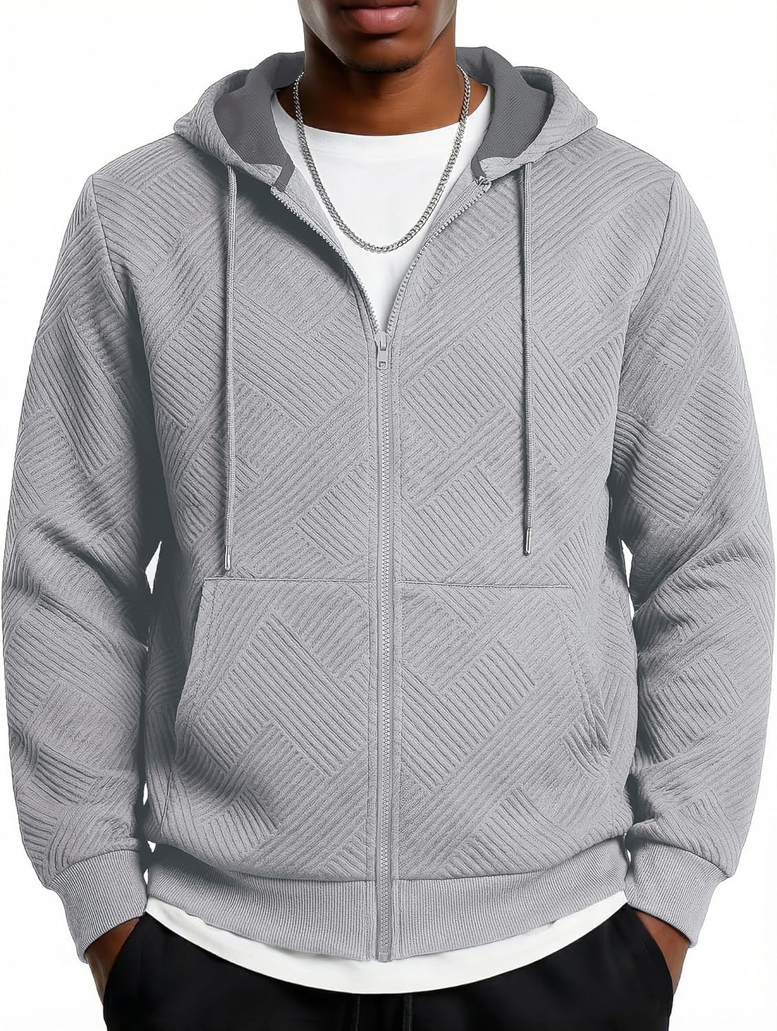 COOFANDY Mens Hooded Sweatshirt Zip Up Casual Knit Hoodies Fashion Drawstring Sweatshirts with Pockets