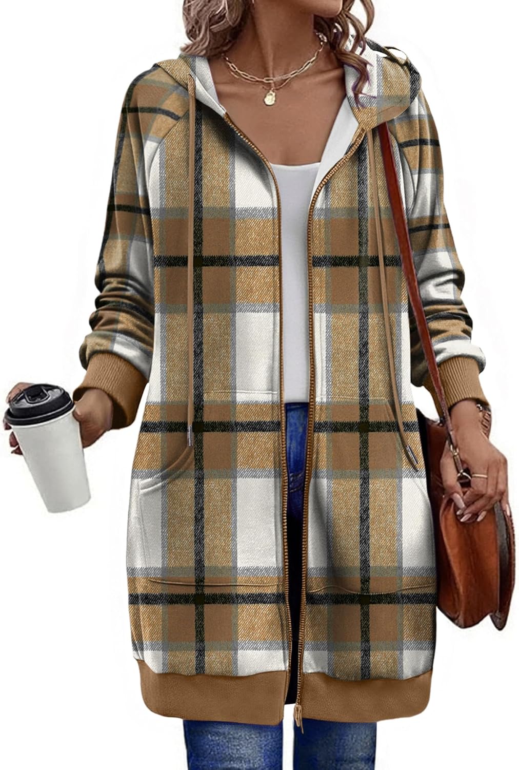 Zeagoo Women's Zip Up Hoodies Long Sleeve Long Tunic Sweatshirts Oversized Fleece Casual 2025 Fall Jacket Coat with Pocket