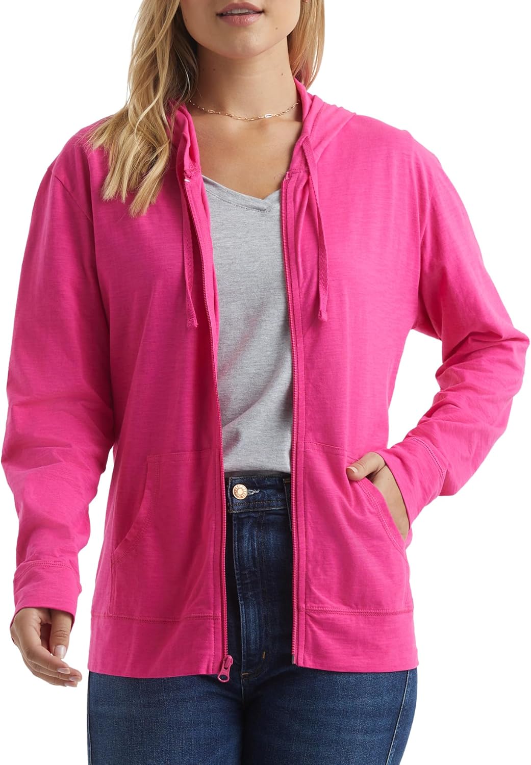 Hanes womens Slub Knit Full-zip Hoodie, Textured Cotton Zip-up T-shirt Hoodie for Women