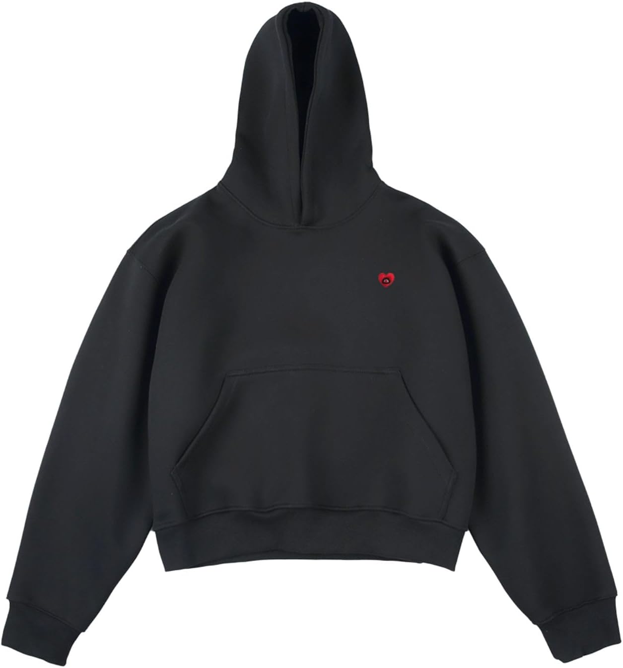 Aelfric Eden Solid Boxy Cropped Pullover Hoodies For Women Men Unisex Y2k Oversized Hoodie Pocket Casual Short Sweatshirt