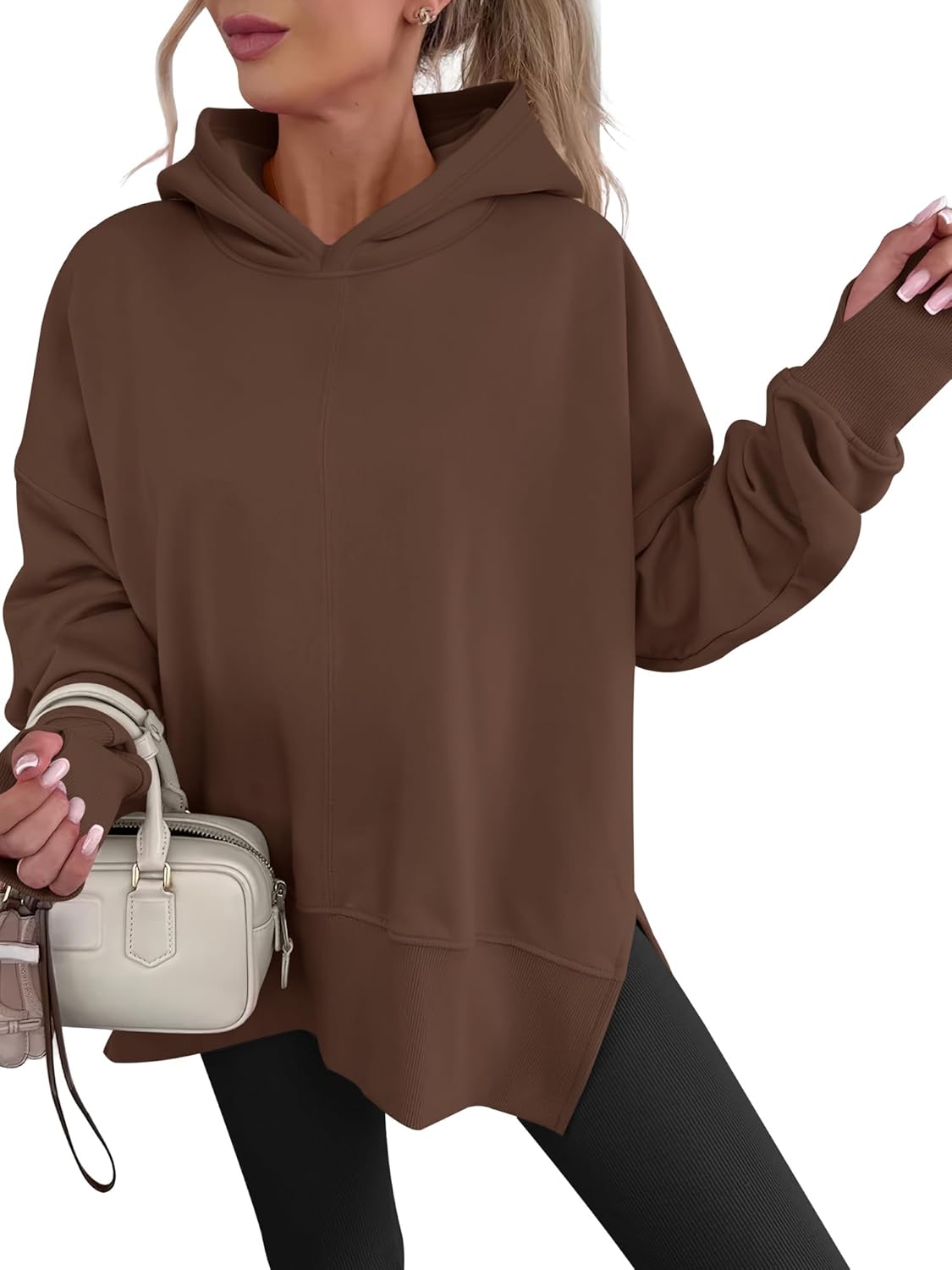 Alternative view of ANRABESS Womens Oversized Hoodies Long Sleeve Fleece Side Slit Hooded Sweatshirts Pullover 2026 Fall Outfits Y2K Clothes
