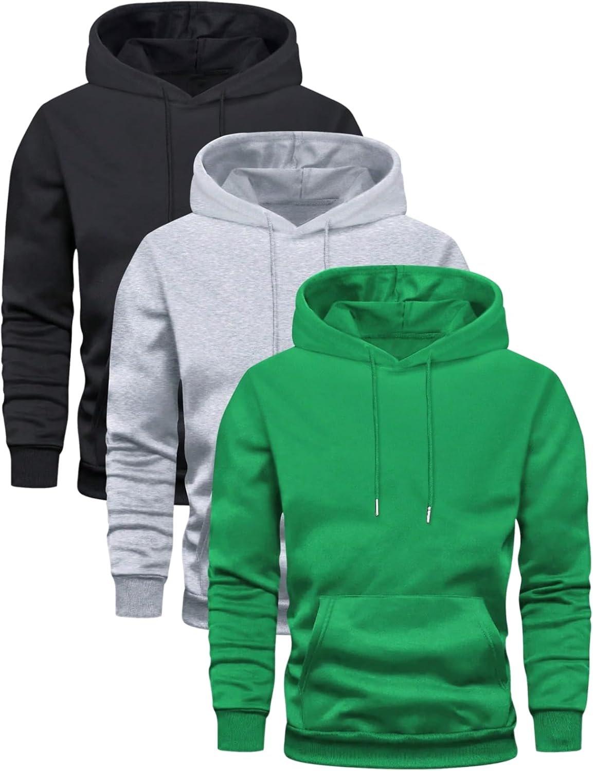 Alternative view of SOLY HUX Men's Athletic Hoodies Pullover 3 Packs Long Sleeve Hooded Basic Sweatshirt with Pocket