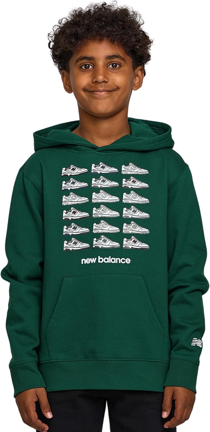 New Balance Boys Graphic Hoodie u2013 Premium Comfy Cotton Blended Fleece Pullover Sweatshirt for Kids, Sizes 4-20