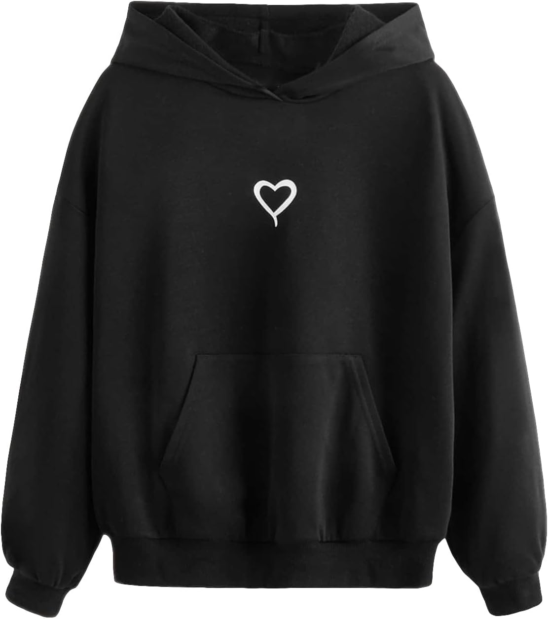 Alternative view of Floerns Girls Heart Graphic Print Oversized Hoodies Long Sleeve Hooded Sweatshirts For Girls Pullover Tops