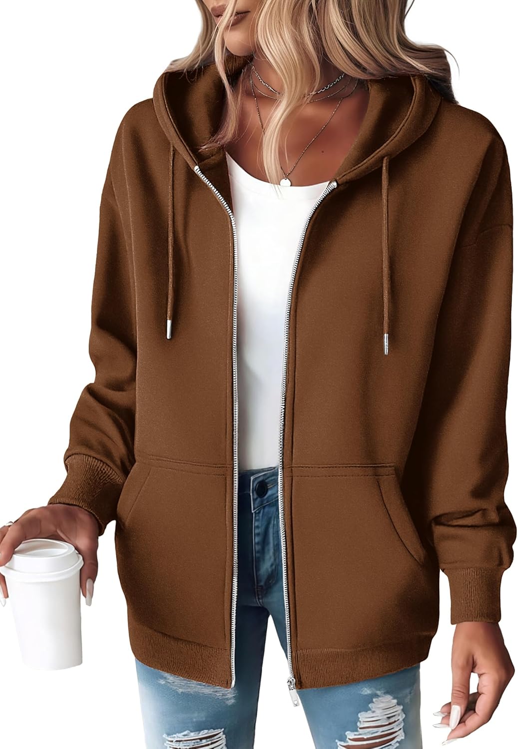 ZEAGOO Hoodies Women Zip Up Hoodie Oversized Sweatshirt Fleece Jackets Spring Fall Winter Coats 2026 Fashion