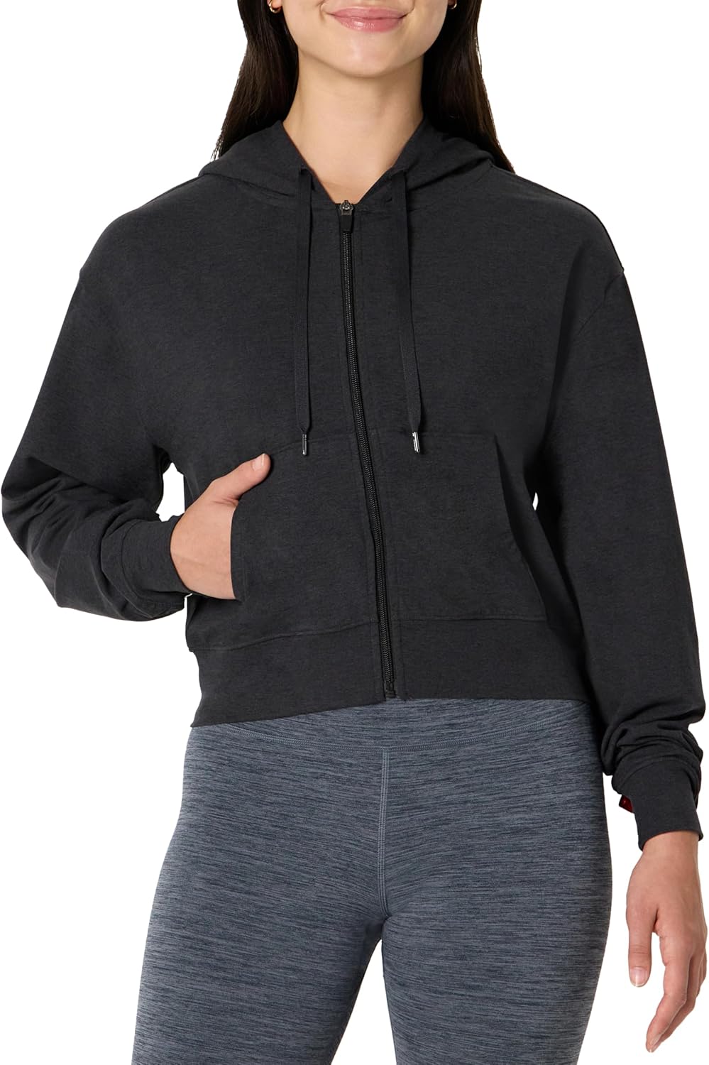 Amazon Essentials Women's Athletic Soft Performance Lightweight Cropped Zip Up Workout Hoodie