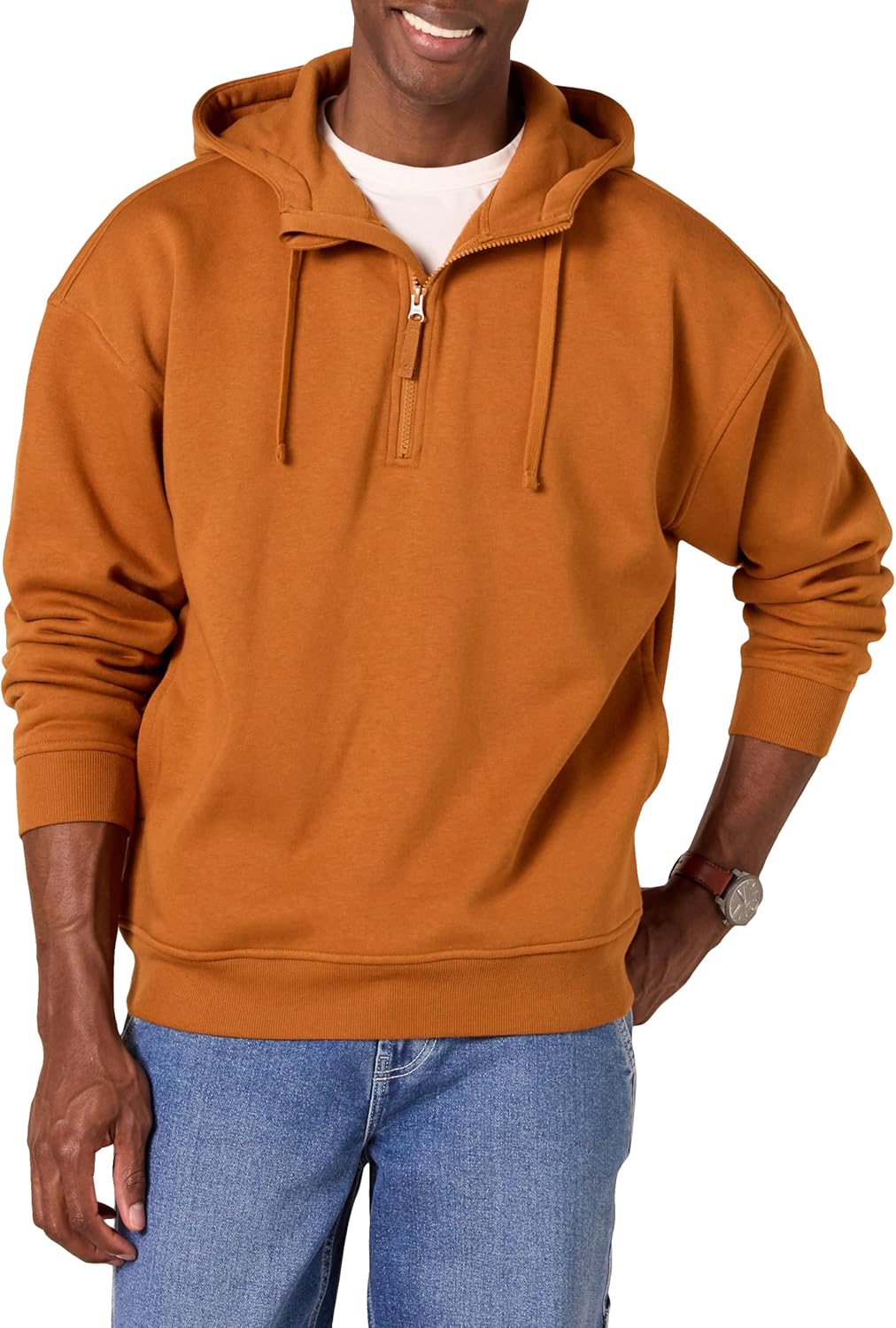 Amazon Essentials mens Quarter-Zip Oversized-Fit Hoodie Sweatshirt - Image 3