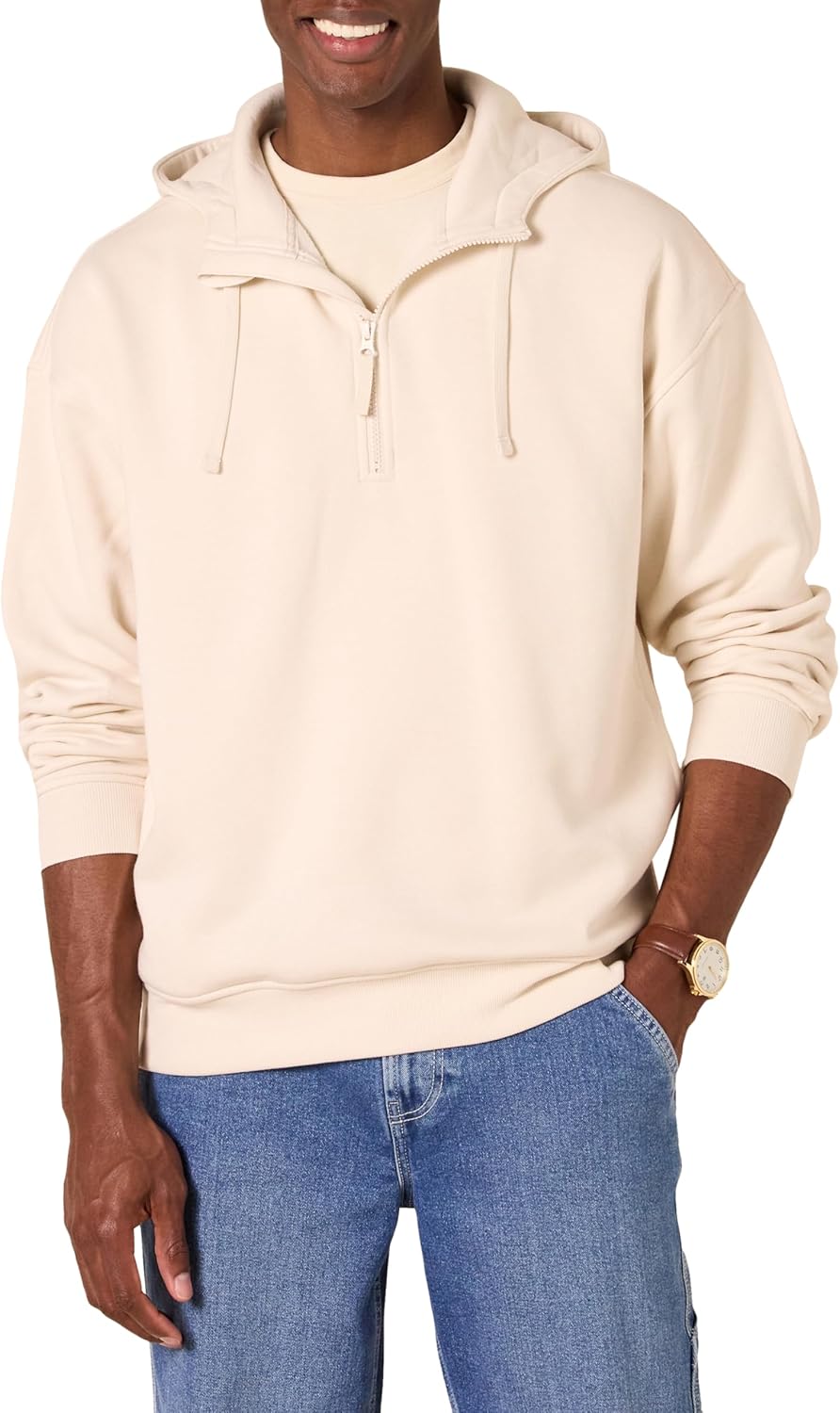 Amazon Essentials mens Quarter-Zip Oversized-Fit Hoodie Sweatshirt - Image 4