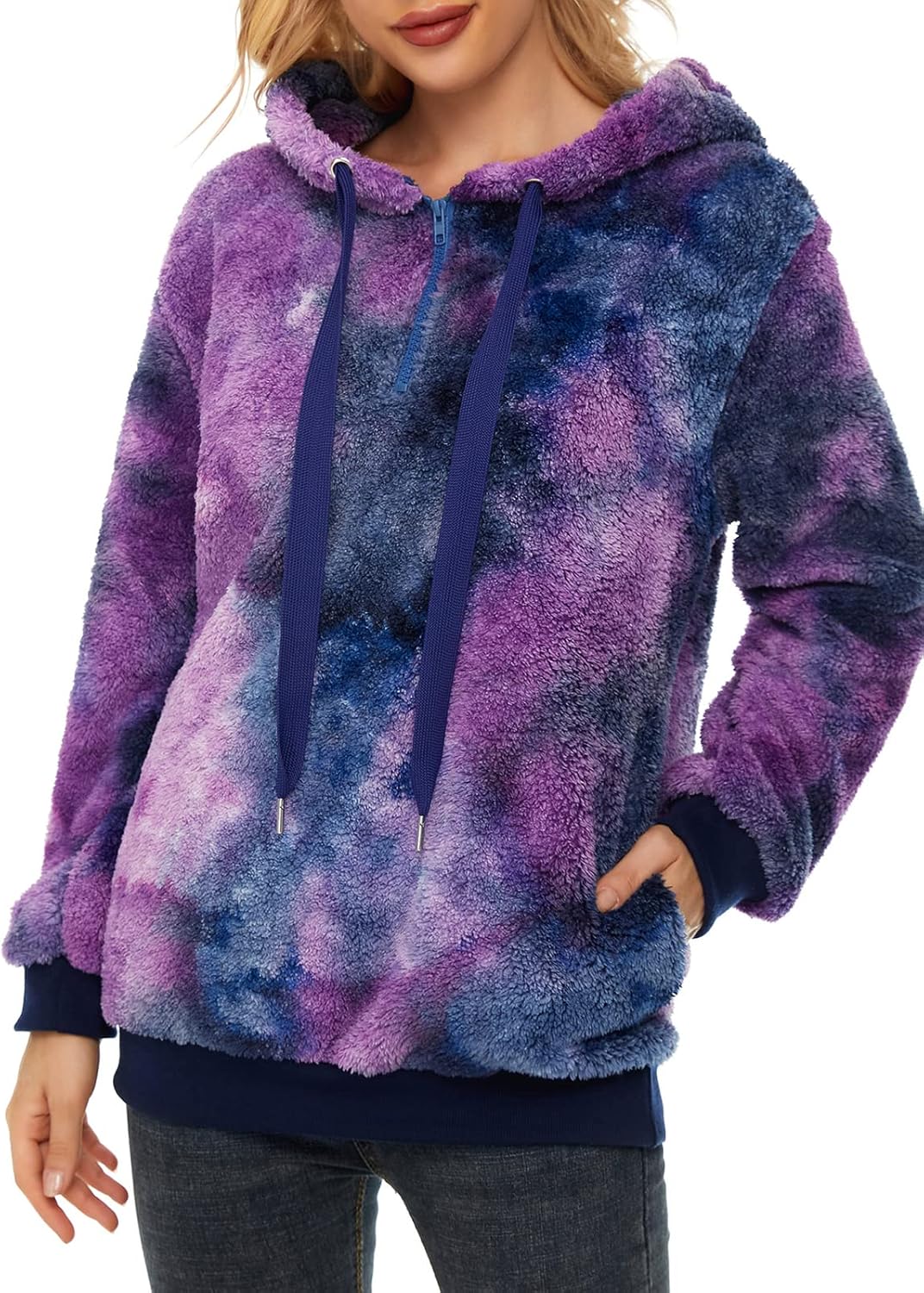 Alternative view of Century Star Womens Fuzzy Hoodies Pullover Sport Hoodie Cozy Oversized Pockets Hooded Sweatshirt Athletic Fleece Hoodies